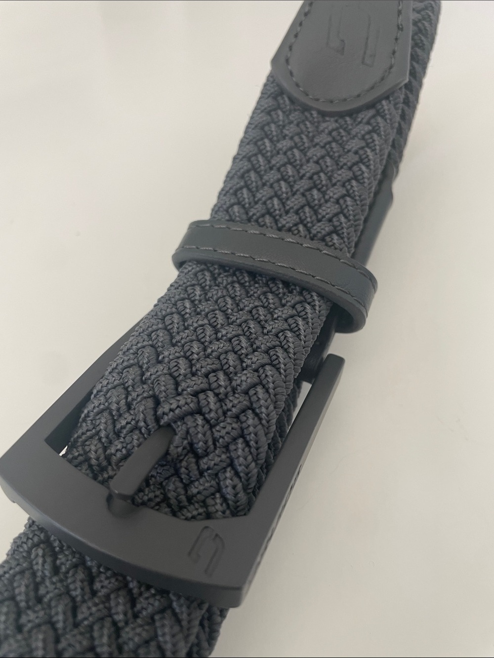 Druids Men's Dark Gray Woven Webbed Golf Belt - Stretch Casual. Full length 36”